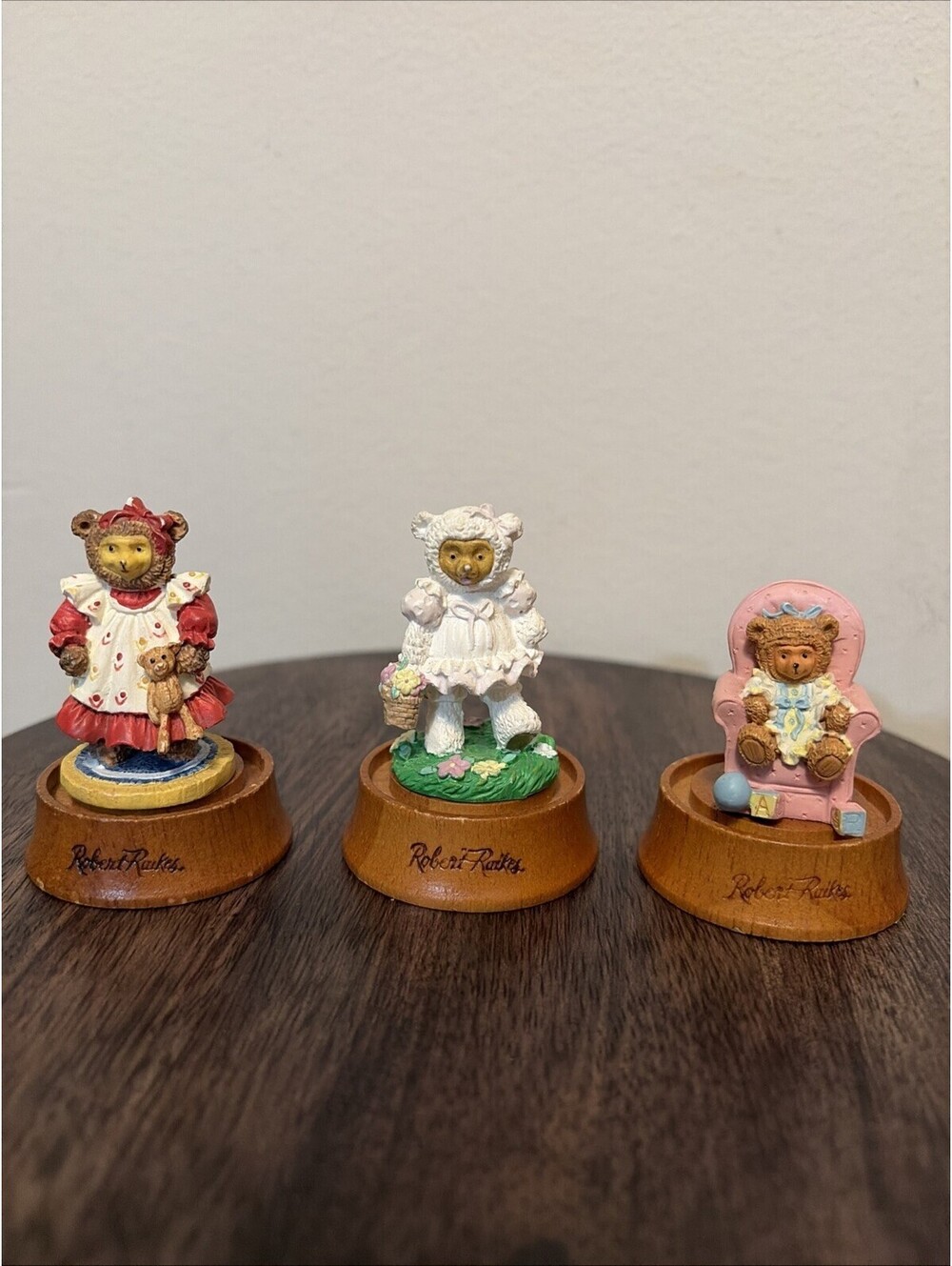 Robert Raikes Original Applause Miniature Bears Without Dome Lot of 3